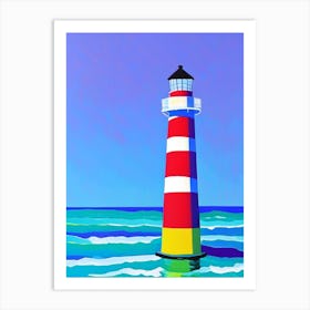 Lighthouse Waterscape Colourful Pop Art 2 Art Print