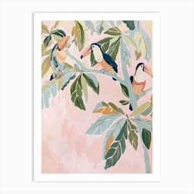 Toucans Pastels Jungle Illustration 2 Art Print