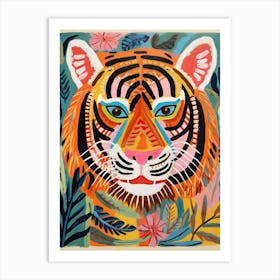 Tiger Art In Outsider Art Style 1 Art Print