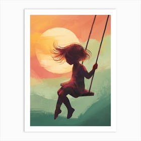 Little Girl On Swing Art Print