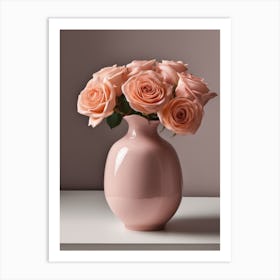 A Vase Of Pink Roses 53 Art Print