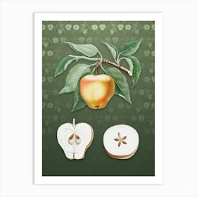 Vintage Carla Apple Botanical on Lunar Green Pattern n.0805 Art Print