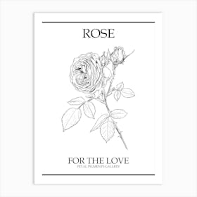 Black And White Rose Line Drawing 9 Poster Art Print