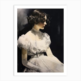 Moody Portrait Woman Painting Art Print