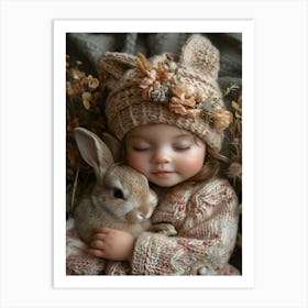 Little Girl With A Bunny 1 Art Print