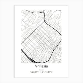 Vrilissia,Greece Minimalist Map Art Print