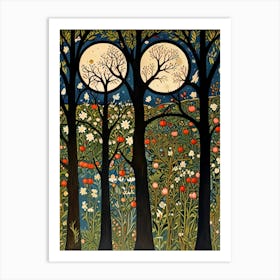 William Morris Moonlight In The Woods 34 Art Print