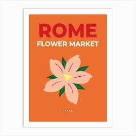 Flower Market Rome Italy Orange Art Print