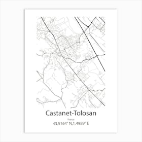 Castanet Tolosan,France Minimalist Map Art Print