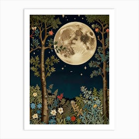 Moonlight In The Woods Style William Morris Art Print 2 Art Print