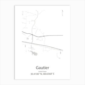 Gautier,United States Minimalist Map Art Print