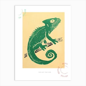 Block Print Chameleon 1 Poster Art Print