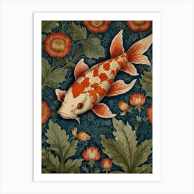 Koi Fish Style William Morris 3 Art Print