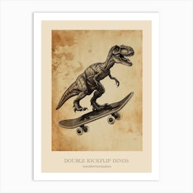 Sinornithosaurus Vintage Dinosaur Poster 2 Art Print