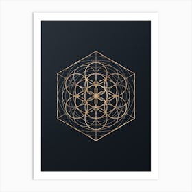 Abstract Geometric Gold Glyph on Dark Teal n.0228 Art Print