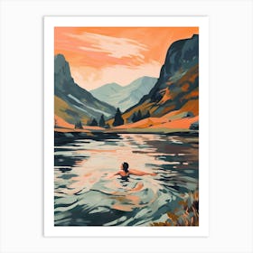 Wild Swimming At Buttermere Cumbria 2 Art Print