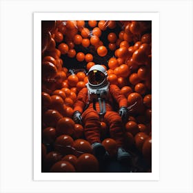 Astronaut In Orange Balls Art Print