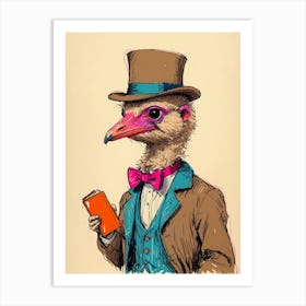 Ostrich In Top Hat 3 Art Print