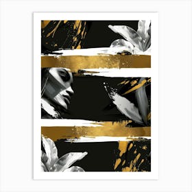 Gold And Black Abstract Painting 132 Art Print