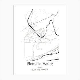 Flemalle Haute,Belgium Minimalist Map Art Print