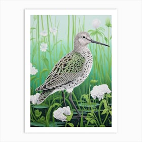 Ohara Koson Inspired Bird Painting Dunlin 2 Art Print