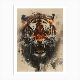 Badass Angry Tiger Ink Painting 1 Art Print