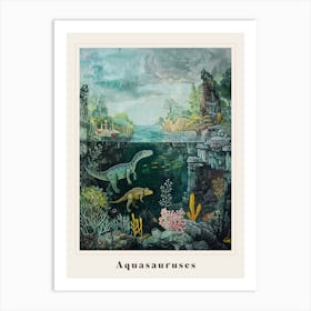 Underwater Dinosaur Painting Poster Art Print