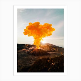Orange Smoke Volcano Eruption Art Print
