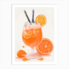 Aperol With Ice And Orange Watercolor Vertical Composition 55 Art Print