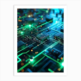 Abstract Depiction Of Advanced Cybersecurity Concept Interlacing Neural Network Patterns And Thick (1) 2 Art Print