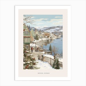 Vintage Winter Poster Bergen Norway 2 Art Print