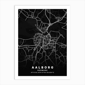 Aalborg Denmark Dark Map Art Print