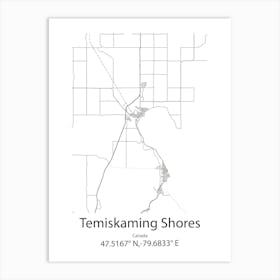 Temiskaming Shores,Canada Minimalist Map Art Print