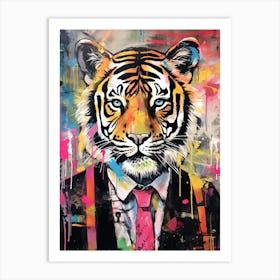 Tiger in office suit Art Print