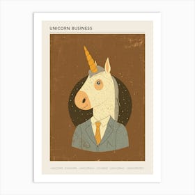 Unicorn In A Suit & Tie Mocha Muted Pastels 4 Poster Art Print