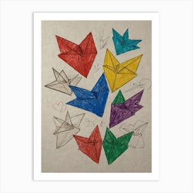 Origami Hearts Art Print