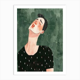 Illustration Of A Man With His Eyes Closed Art Print