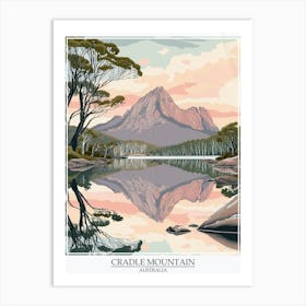 Cradle Mountain Australia Color Line Drawing 3 Poster Art Print