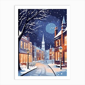 Winter Travel Night Illustration Stratford Upon Avon United Kingdom 3 Art Print