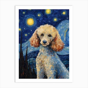 Poodle Starry Night Dog Portrait Art Print