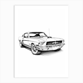 Ford Mustang Line Drawing 31 Art Print