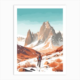 Vintage Winter Travel Illustration Pamir Mountains Tajikistan 4 Art Print