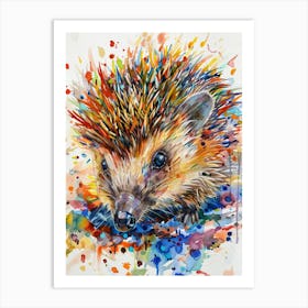 Hedgehog Colourful Watercolour 3 Art Print