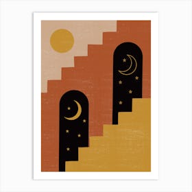 Moon And Stars Art Print