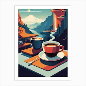 Coffee And Mountains 1 Art Print