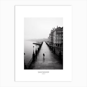 Poster Of Santander, Spain, Black And White Analogue Photography 4 Art Print