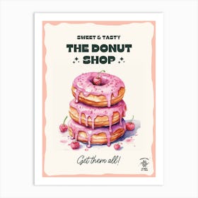 Stack Of Strawberry Donuts The Donut Shop 1 Art Print