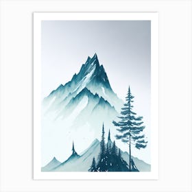 Mountain And Forest In Minimalist Watercolor Vertical Composition 249 Art Print