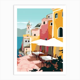 Amalfi, Italy, Flat Pastels Tones Illustration 5 Art Print