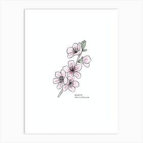 March Cherry Blossom Birth Flower Art Print